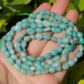 Natural Stone Beads 6-8mm Amazonite Oval Irregular Freeform Tumbled Loose Gemstone Beads for Jewelry Making 15 Inch Strand 50-55 Pcs - color: Amazonite-1 strand15”-approx. 55 beads
