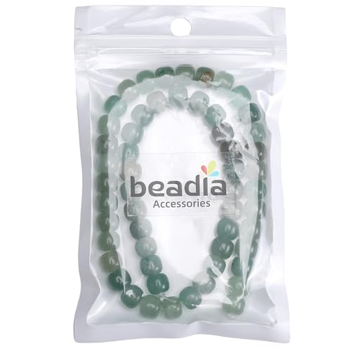 BEADIA Natural Green Aventurine Jade Flat Cut Round Drum Stone 8mmx7mm Loose Semi Gemstone Beads for Jewelry Making 38cm - color: Green Aventurine