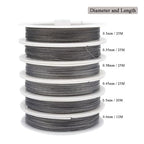 INSPIRELLE 6 Rolls Multi Sizes Stainless Steel Wire for Beginner Practice Nylon Coated 7-Strand Beading String Wire with 200PCS Crimp Stoppers