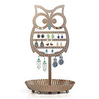 NIKKY HOME Earring Holder Hanging Organizer Stand Metal Jewelry Tree Table Top Owl Ear Stud Holder Tower Rack with Ring Tray for Girls (134 Holes), Gold - color: Rose Gold