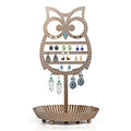 NIKKY HOME Earring Holder Hanging Organizer Stand Metal Jewelry Tree Table Top Owl Ear Stud Holder Tower Rack with Ring Tray for Girls (134 Holes), Gold - color: Rose Gold