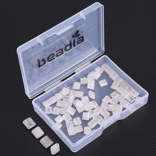 Beadia Natural Rose Quartz Stone Tila Beads 5x5mm Square 2-Hole Spacer Beads for DIY Bracelet Earring Making 15"/Strand - color: Rose Quartz, size: 5x5mm