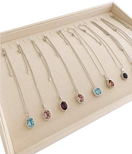 Stackable Jewelry Display Tray Necklace Bracelet Watch Organizer Premium Grad Beige Velvet Home Store Shows Gallery Drawer Divider Closet Organization - color: Bracelets-Watches