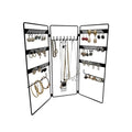 Jewelry Holder, Jewelry Organizer, folding 3 piece Jewelry Display Stand with Metal Frame, Necklace Earring Bracelet Holder, for Studs, Rings, Gift Idea, Gold, Silver, Black Color (BLACK) - color: BLACK