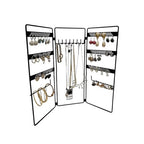 Jewelry Holder, Jewelry Organizer, folding 3 piece Jewelry Display Stand with Metal Frame, Necklace Earring Bracelet Holder, for Studs, Rings, Gift Idea, Gold, Silver, Black Color (BLACK) - color: BLACK