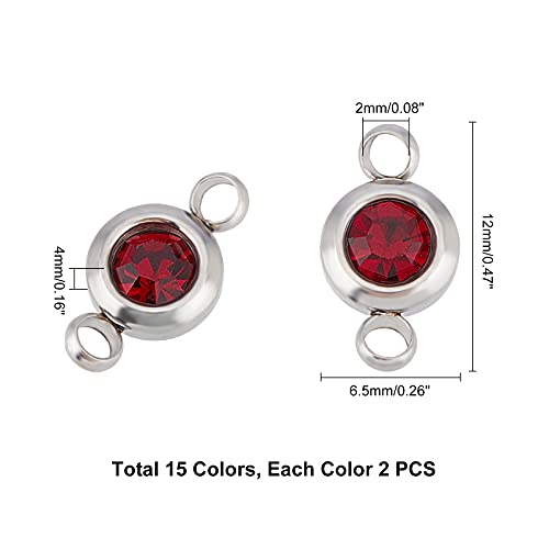 UNICRAFTALE Rhinestone Charms Pendants Link Connectors Birthstone Charms Crystal Glass Linking Pendant Diamond Connectors for Earring Necklace Bracelet Jewelry Making