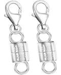 Dailyacc 925 Silver Lobster Magnetic Necklace Clasps and Closures Safety Sterling Silver with 14K Gold Jewelry Converters for Bracelets Chain Extender - color: 2pcs Silver