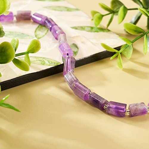 Craftdady Faceted Column Natural Amethyst Stone Beads Cylinder Tube Gemstone Loose Beads Energy Healing Crystal Stone 8-11x6-8mm for Jewelry Craft Necklace Bracelet Earring Making, 15~17pcs - color: Column Amethyst