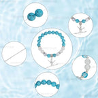 SUNNYCLUE 1 Box About 183Pcs 6 Sets Cheer Bracelet Making Kit Stone Bead Bracelet Kits 8mm Gemstone Crystal Silver Sports Cheerleading Charms Beads for Jewelry Making Set Women Starter Beginners