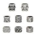 PH PandaHall 8 Styles 8mm Hole Column Beads, 304 Stainless Steel Spacer Beads Large Hole Beads Tube Lanyard Beads Tube Bead for DIY Bracelets Necklaces Jewelry Leather Craft Making, Antique Silver