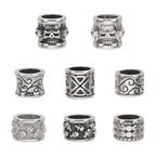 PH PandaHall 8 Styles 8mm Hole Column Beads, 304 Stainless Steel Spacer Beads Large Hole Beads Tube Lanyard Beads Tube Bead for DIY Bracelets Necklaces Jewelry Leather Craft Making, Antique Silver