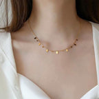 Plumiss Boho Handmade Natural Jasper Stone Beaded Crystal Mixed Strand Short Necklace for Women Girl - color: Tiger Eye Charm
