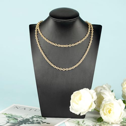 YOUBEIYEE 4 Meters 18K Gold Plated Chains for Jewelry Making Embossed Rolo Chain Light Gold Plated Brass Jewelry Chains with Jump Rings and Lobster Clasps - color: Embossed Rolo