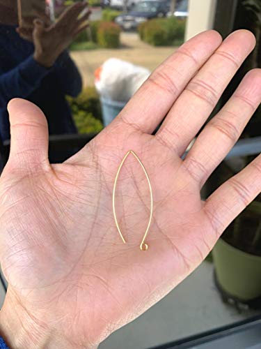 50pcs Adabele Hypoallergenic Tarnish Resistant Marquise Earring Hooks 45mm Long V Shape Gold Ear Wire (Wire 0.7mm/21 Gauge) for DIY Earrings Jewelry Making BF247-2 - color: Gold