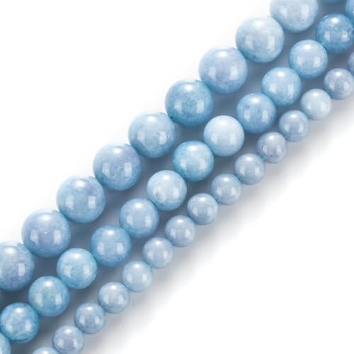 HAAMIIQII 6mm Natural Blue Aquamarine Beads Round Gemstone Loose Beads for Jewelry Making 2 Strands (120-130pcs) - color: Blue Aquamarine, size: 6mm (120-130pcs)