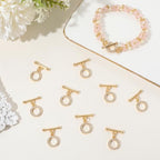 Beebeecraft 10 Sets Small 18K Gold Plated Toggle Clasp Cubic Zirconia OT T-bar Closure Connector End Clasp for Bracelet Necklace Jewelry Making DIY Findings