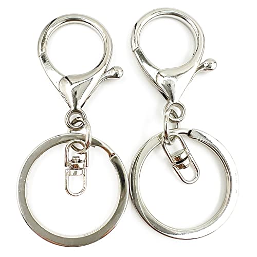 20Pcs Lobster Clasps Swivel Hooks, Lobster Clasp Trigger Clips with Flat Split Keychain Ring and 8 Shap Swivel Clips for DIY Craft Making (Silver-2) - color: Silver-2