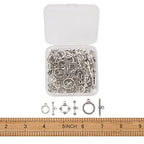 Craftdady 40 Sets Antique Silver Round Ring Toggle Clasps 8 Styles Tibetan Metal Closure End Clasps with T-Bar Connectors for Craft Bracelet Jewelry Making - color: 8 Styles,Antique Silver