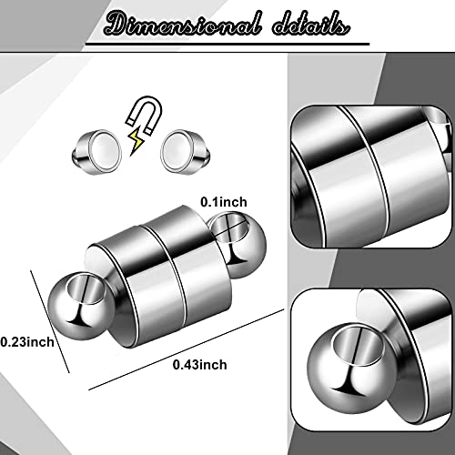 Sureio 24 Pairs Magnetic Necklace Bracelet Clasps Magnet Converter Jewelry Clasps Extenders Locking for Bracelet Necklace Making(Silver)