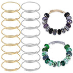 16 Pieces Twisted Cable Wire Bracelet Stylish Fine Stainless Steel Open Cuff Bracelets Mixed 3mm Thin Adjustable Expandable Elastic Bangle Bracelets for Women DIY Jewelry Making Christmas Day Gift - color: silver gold2