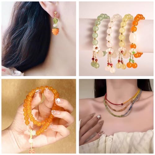 200PCS Glass Beads 8mm Glass Beads for Bracelets Necklaces Jewelry Making DIY Crafts (Orange) - color: 4Orange