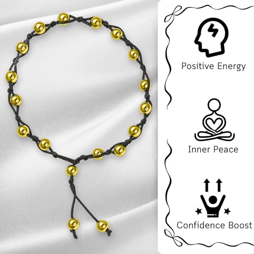 Amazing Gemstone Crystal Anklet Ankle Bracelets for Women - Waterproof Beaded Healing Crystal Anklets, Plus Size Chakra Gemstone Bead Anklet - color: Golden Hematite, style: Hand Knotted