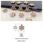 Crystal Zirconia Gold Plated Brass Charms for Jewelry Making Bracelet Necklace Earring Pendant Craft Supplies DIY Accessories - color: FlowerB-Mix-6Pcs