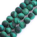 GEM-Inside 12mm Natural Stone Green Tiger Eye Frosted Matte Unpolished Round Beads for Jewelry Making Strand 15 inch - color: Green Tiger Eye, size: 12mm