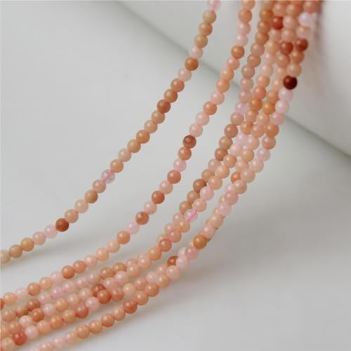 MJDCB 320pcs Natural Small Stone Beads 2mm Pink Aventurine Round Smooth Loose Gemstone Bead for Jewelry Making Bracelets Earrings Necklaces Accessories - color: Pink Aventurine