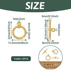Pandahall 10 Sets Tibetan Alloy Toggle Clasps Round Toggle Clasps Connectors Bracelet Jewelry Clasp Connectors for Necklace Bracelet Jewelry Making (Light Gold)