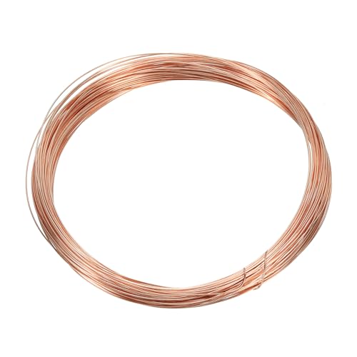 PATIKIL 49 Feet Solid Bare Copper Wire, 25 Gauge 99.9% Pure Copper Wire 0.5mm Soft Beading Wire Metal Plant Stem Ties for Jewelry Craft (15m) - size: 0.5mmx15m