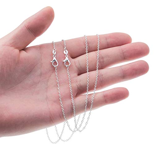 30 Pack Necklace Chains Bulk for Jewelry Making, Selizo Bulk Necklace Chains Silver Plated Cable Chains for Jewelry Making, 1.2 mm (18 Inches) - size: 18 Inches