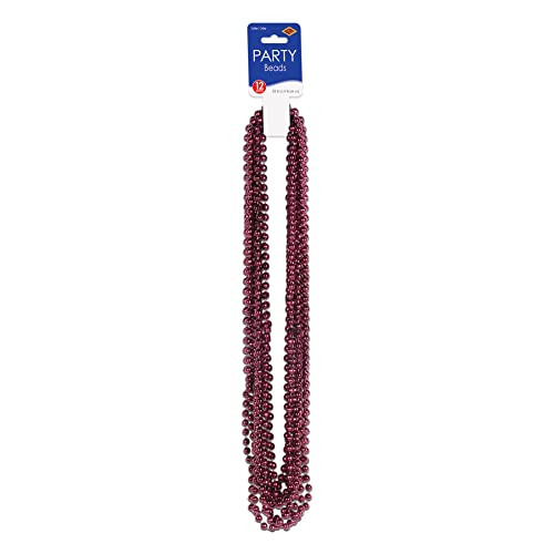 Party Beads - Small Round - size: 12-Pack, style: Maroon (12-Pack)