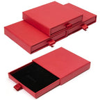 4 Pcs Jewelry Gift Box, 3.5×3.5x0.7Inch Cardboard Jewelry Boxes, Fancy Necklace Bracelet Earring Drawer Organizer Box, Kraft Empty Jewellery Boxes for Necklace Ring Earring Display Box (Red) - color: Red
