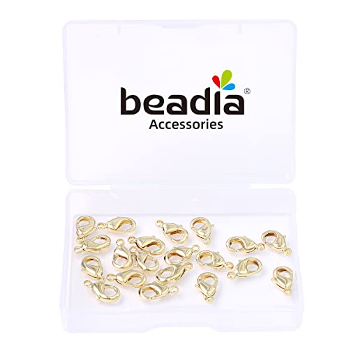BEADIA 14K Gold Plated Lobster Clasps Non Tarnish 12mm 20pcs for Jewelry Making Findings - color: Lobster Clasps 14K Gold, size: 12mm