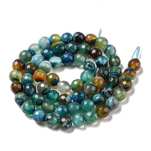 62pcs 6mm Natural Agate Beads Strands Faceted Round Small Loose Crystal Gemstone Bead Spacer for DIY Jewelry Making Accessories Dark Turquoise - color: Dark Turquoise