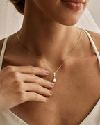 Pearl Necklace for Women- 14K Gold-plated/White Gold-plated Dainty Pearl Necklace for Women - color: Gold CZ pearl 374