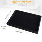2 Pcs 9" x 5.7" Velvet Jewelry Tray Jewelry Display Tray, Stackable Empty Plate Trays for Earrings Necklaces Bracelet Rings Display Showcase - Black - color: Black, size: Flat Tray 9"x5.7"