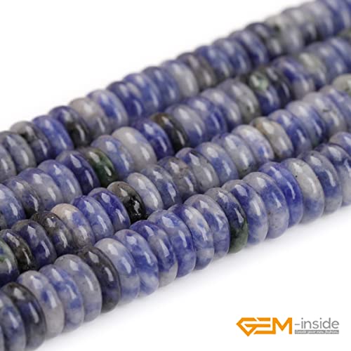 GEM-Inside 2x6mm Natural Blue Sodalite Jasper Stone Heishi Disc Rondelle Spacer Beads for Jewelry Making Full 15" Strand Energy Stone Healing Power Crystal - color: Blue Sodalite Jasper