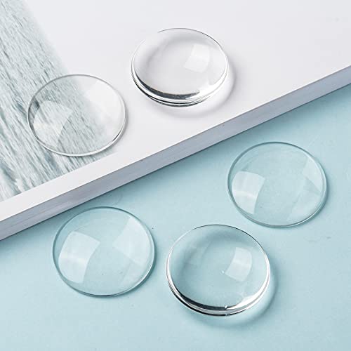 Craftdady 50Pcs Transparent Glass Cabochons 39.5-40mm Clear Glass Flat Back Dome Tile Half Round Cabochon Covers for Photo Pendant Jewelry Making - color: Transparent Clear, size: 40mm Round