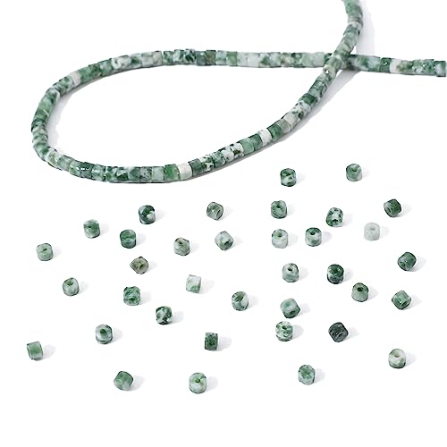 BEADIA Natural African Jade Short Cylinder Beads 2x3mm 155pcs Tube Loose Semi Gemstone Beads for Jewelry Making Design - color: African Jade