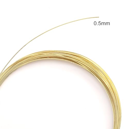 BEADIA 14K Gold Plated Wire 0.5mm 10 Meters Bead Cord for Bracelet Necklace Charm Beading Jewelry Making Findings - size: 0.5mm, style: 14K Gold