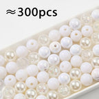 12mm White Acrylic Beads 300pcs Focal Spacer Bead Chunk Bubblegum Beads for DIY Crafting Necklace Bracelet Jewelry Making Keychain (White) - color: white
