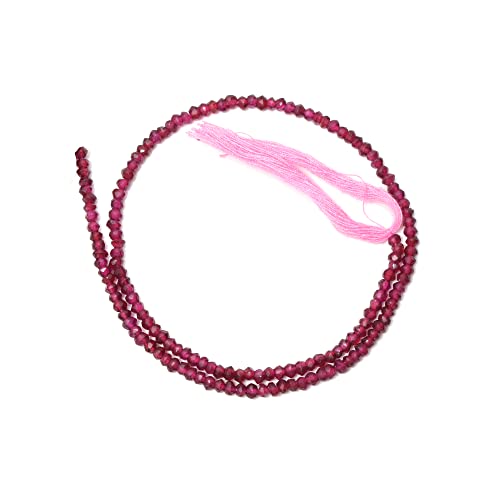 Faceted Garnet Rondelle Beads, Rhodolite Pink Garnet Loose Gemstone Beads for Jewelry Making, 3-3.5 mm Beads, 13 Inches