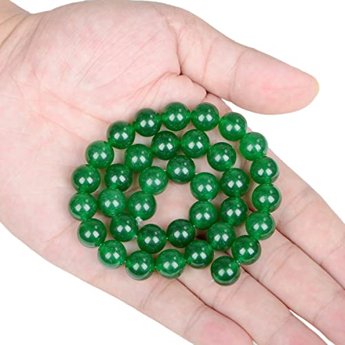 AD Beads Natural Gemstone Round Loose Beads 15" for Bracelet Necklace Earrings Jwelery Making Crafts DIY (10mm, Green Jade) - color: Green Jade, size: 10mm