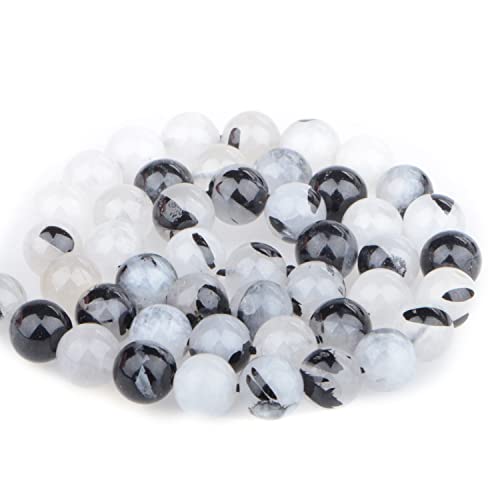 Bymitel 90 pcs Natural Genuine Real Round Loose Stone Beads Gemstone Spacers for Charm DIY Jewelry Making 15.5" per Strand 4mm (Black Tourmaline Quartz, 4mm) - color: Black Tourmaline Quartz, size: 4mm