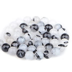Bymitel 90 pcs Natural Genuine Real Round Loose Stone Beads Gemstone Spacers for Charm DIY Jewelry Making 15.5" per Strand 4mm (Black Tourmaline Quartz, 4mm) - color: Black Tourmaline Quartz, size: 4mm