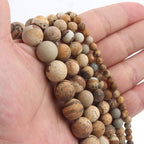 Stone Beads, 45pcs Matte Picture Jasper, 8mm Round Loose Beads for Jewelry Making, Bracelets, with Bag, String & Card - color: Matte Picture Jasper, size: 8mm