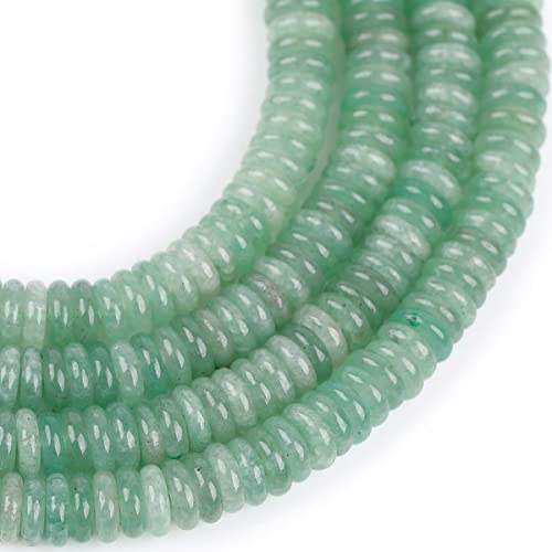 JOE FOREMAN 2x6mm Natural Green Aventurine Jade Semi-Gemstone Heishi Disc Rondelle Spacer Beads for Jewelry Making Full 15" Strand Energy Stone Healing Power Crystal - color: Green Aventurine Jade