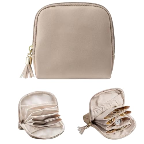 Small Travel Jewelry Case for Women, PU Leather Jewelry Pouch Bag with Zipper, Portable Jewelry Organizer Storage Bag for Earrings Rings Bracelets and Necklaces (brown) - color: brown